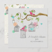 Mod Bird Cage Mason Jar Heart Floral Brautparty Einladung (Vorne/Hinten)