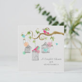 Mod Bird Cage Mason Jar Heart Floral Brautparty Einladung (Stehend Vorderseite)