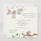 Mod Bird Cage Mason Jar Heart Floral Brautparty Einladung (Rückseite)