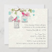 Mod Bird Cage Mason Jar Heart Floral Brautparty Einladung (Rückseite)