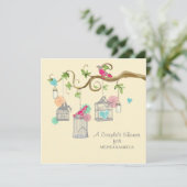 Mod Bird Cage Mason Jar Heart Floral Brautparty Einladung (Stehend Vorderseite)