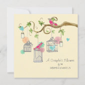 Mod Bird Cage Mason Jar Heart Floral Brautparty Einladung (Vorderseite)