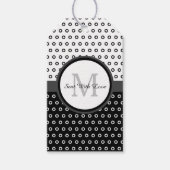 Mod Black and White Polka Dots Monogramm mit Name Geschenkanhänger (Vorderseite)