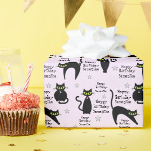 Mod Black Cat Personalisiert Geschenkpapier