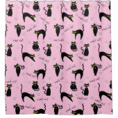 Mod Black Cats Custom Phrase Duschvorhang (Vorderseite)