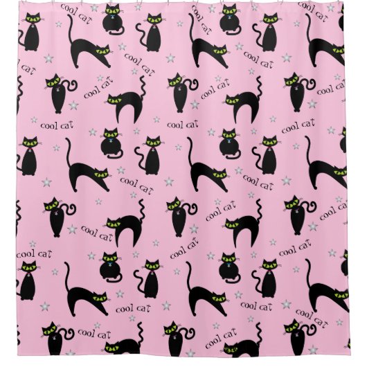 Mod Black Cats Custom Phrase Duschvorhang (Vorderseite)