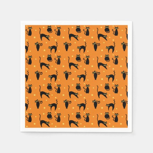 Mod Black Cats Halloween Serviette (Vorderseite)