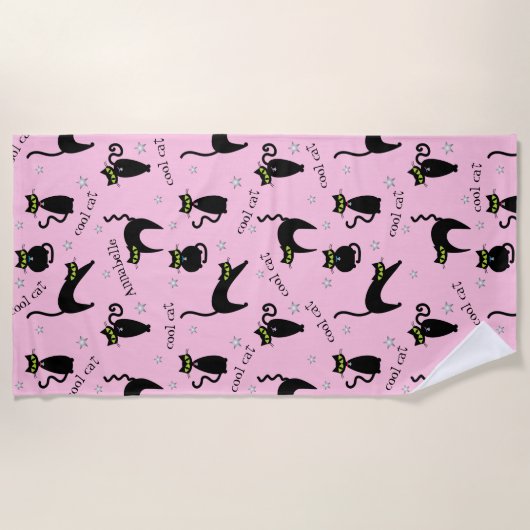 Mod Black Cats Individuelle Name und Phrase Strandtuch (Vorderseite)