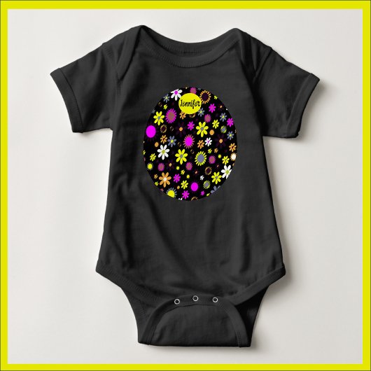 Mod Black Floral Baby Strampler