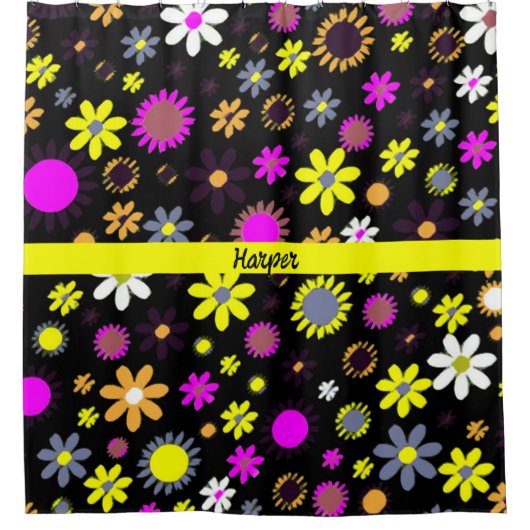 Mod Black Floral Duschvorhang (Vorderseite)