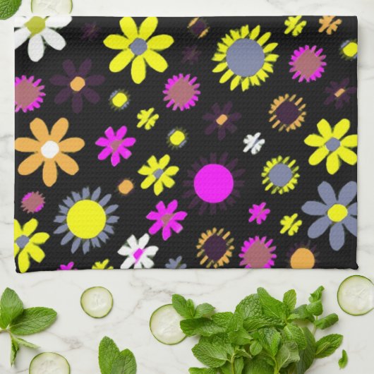 Mod Black Floral Geschirrtuch (Gefaltet)