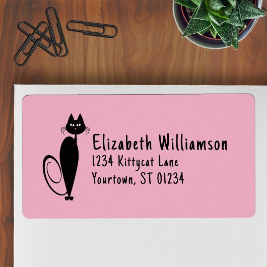 Mod Black Kitty Address Label