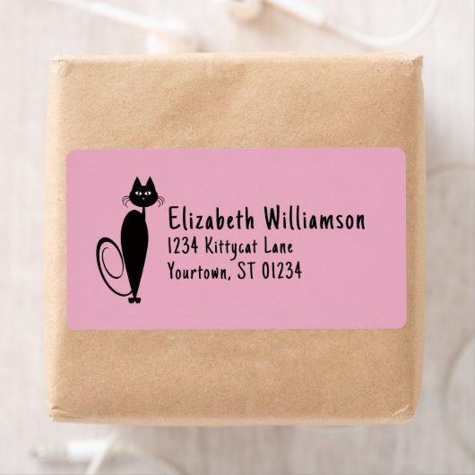 Mod Black Kitty Address Label (Insitu)