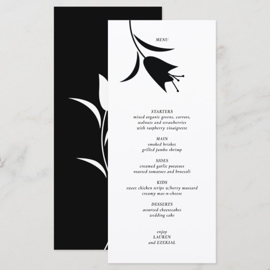 MOD BLACK TULIP WEDD MENÜKARTE (Vorne/Hinten)