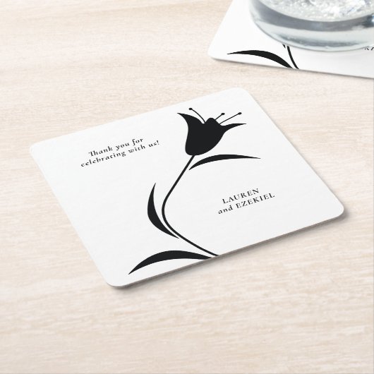 MOD BLACK TULIP WEDD RECHTECKIGER PAPPUNTERSETZER (angewinkelt)