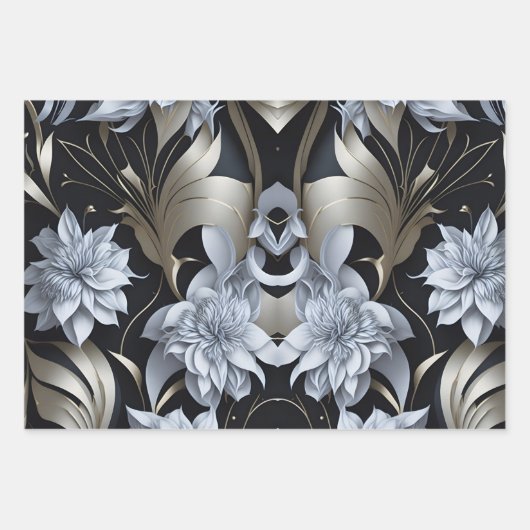 Mod Black Wrapping Paper Flat Sheet Set 3 Geschenkpapier Set (Vorderseite 2)