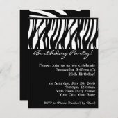 Mod Black Zebra Geburtstagsparty Einladungen (Vorne/Hinten)