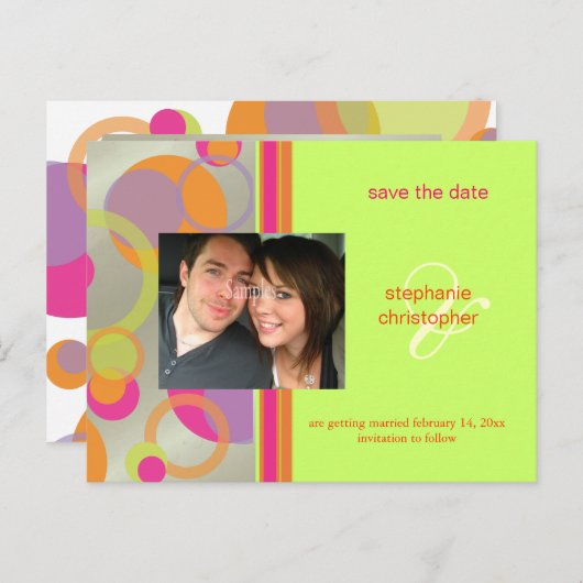 Mod-Blasen, Postkarten für Save the Date Foto, (Vorne/Hinten)