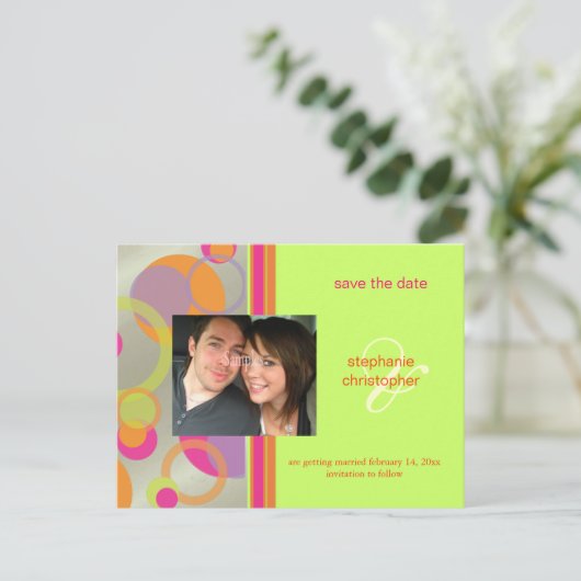 Mod-Blasen, Postkarten für Save the Date Foto, (Stehend Vorderseite)