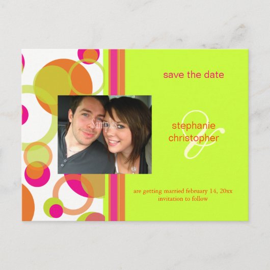 Mod-Blasen, Postkarten für Save the Date Foto, (Vorderseite)