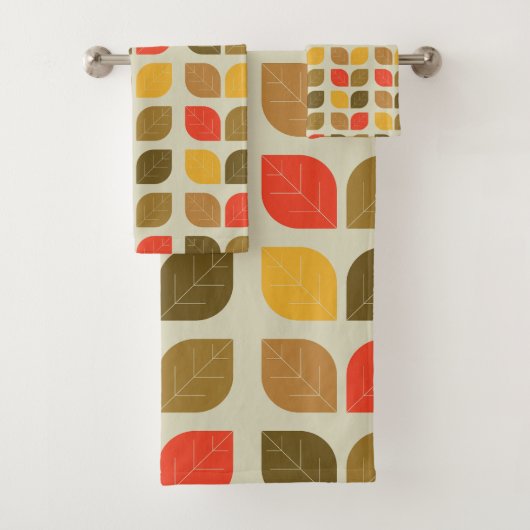 Mod Blätter Herbst Geometrisches Muster Badhandtuch Set (Insitu)