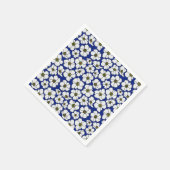 Mod Blau-Weißer Blumenprint Serviette (Ecke)