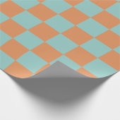 mod blaue und orange Quadrate. Geschenkpapier (Ecke)