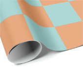 mod blaue und orange Quadrate. Geschenkpapier (Rolleneckpunkt)