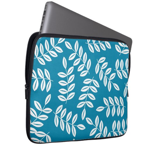 Mod-blaues Blatt-Blumenlaptop-Hülse Laptopschutzhülle (Vorne Rechts)