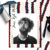 Mod Blue Deep Red Photo Class of 2026 Graduation Ankündigung