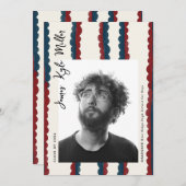 Mod Blue Deep Red Photo Class of 2026 Graduation Ankündigung (Vorne/Hinten)