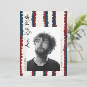 Mod Blue Deep Red Photo Class of 2026 Graduation Ankündigung (Stehend Vorderseite)