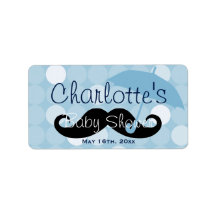 Mod Blue Dot Mustache Baby Dusche Wasser Flasche