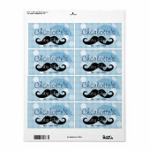 Mod Blue Dot Mustache Baby Dusche Wasser Flasche (Vorne)