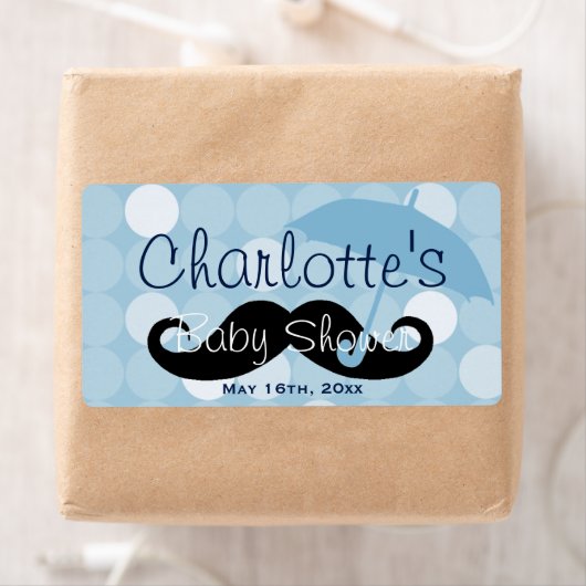 Mod Blue Dot Mustache Baby Dusche Wasser Flasche (Insitu)