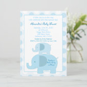 Mod Blue Elephants 12x18 Baby Dusche Einladung (Stehend Vorderseite)
