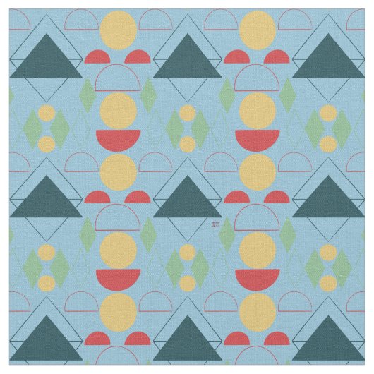 Mod Blue Geometric Stoff (Nahaufnahme)