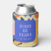 Mod Blue Künstlerische Abstrakte botanische Hochze Dosenkühler (Kanne Vorderseite)