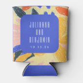 Mod Blue Künstlerische Abstrakte botanische Hochze Dosenkühler (Vorderseite)