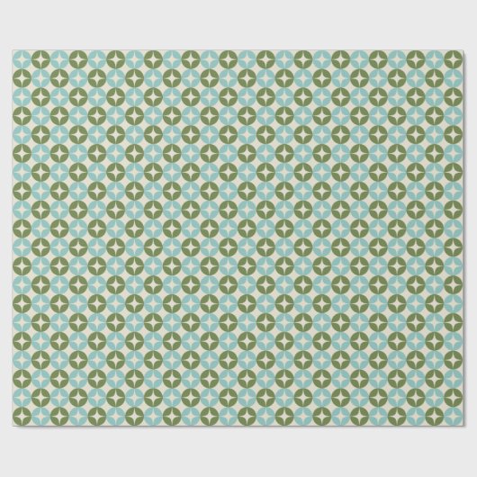 Mod Blue Sage Green Festive Geometric Mitte Jahrhu Geschenkpapier (Flach)