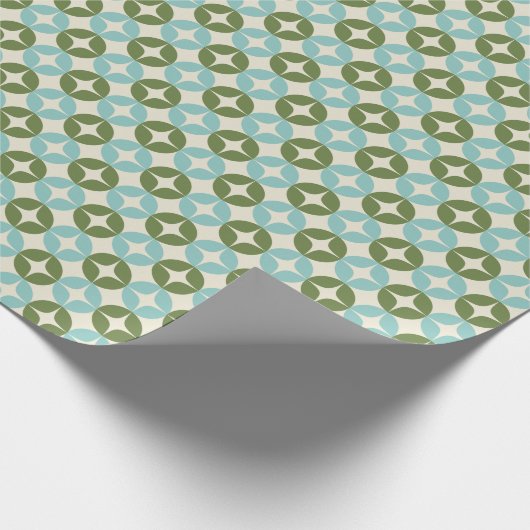 Mod Blue Sage Green Festive Geometric Mitte Jahrhu Geschenkpapier (Ecke)