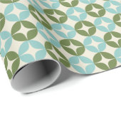 Mod Blue Sage Green Festive Geometric Mitte Jahrhu Geschenkpapier (Rolleneckpunkt)