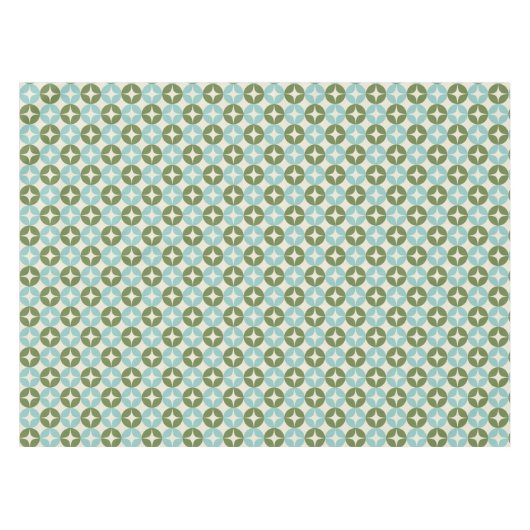 Mod Blue Sage Green Festive Geometric Mitte Jahrhu Tischdecke (Vorderseite (Horizontal))