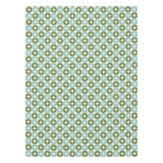 Mod Blue Sage Green Festive Geometric Mitte Jahrhu Tischdecke (Vorderseite)