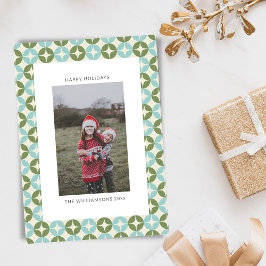 Mod Blue Sage Green Vertical Foto Mitte des Jahrhu Feiertagskarte