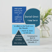 Mod Blue Shapes - Einladung (Stehend Vorderseite)