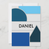 Mod Blue Shapes - Einladung (Rückseite)