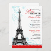 Mod Blühte Eiffelturm Pariser Babydusche Einladung (Vorne/Hinten)