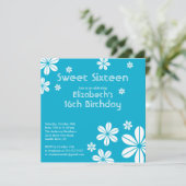 Mod Blume 16 . Geburtstag Einladung zum Geburtstag (Stehend Vorderseite)