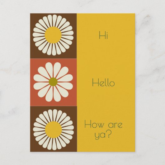 Mod Blume Fett Weißgelb Alltag Postkarte (Vorderseite)